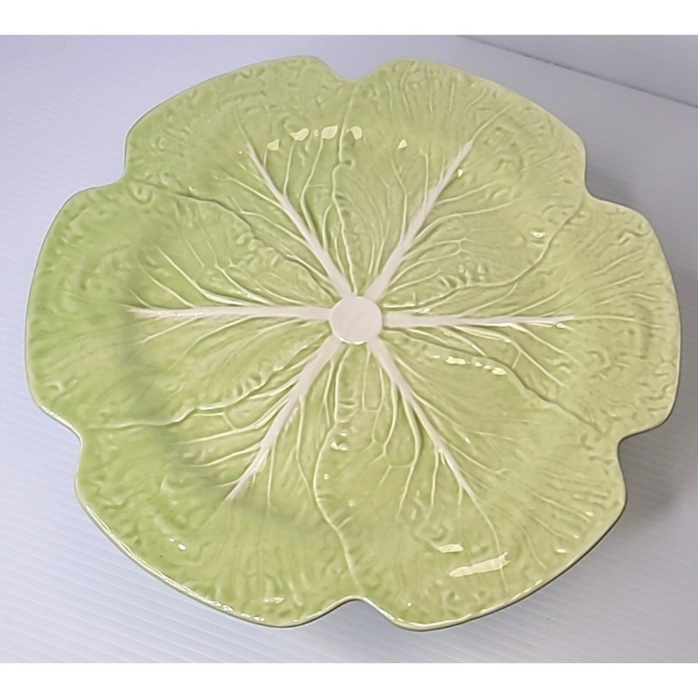 William Sonoma Bordallo Pinheiro RARE Light Green Cabbage Pedestal Cake Stand